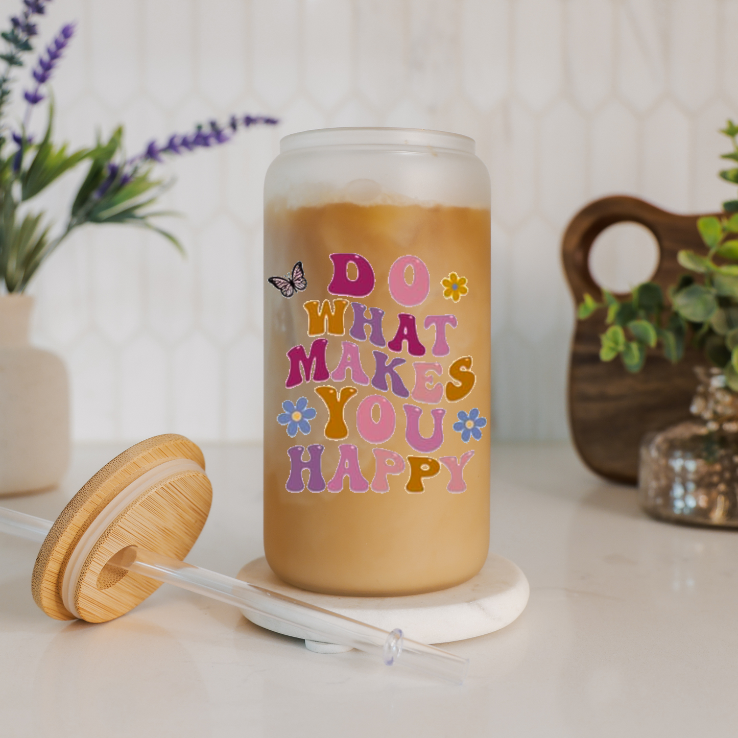 Do What Makes You Happy | Motivational Cup | Positive Affirmations | Libbey Glass Cup