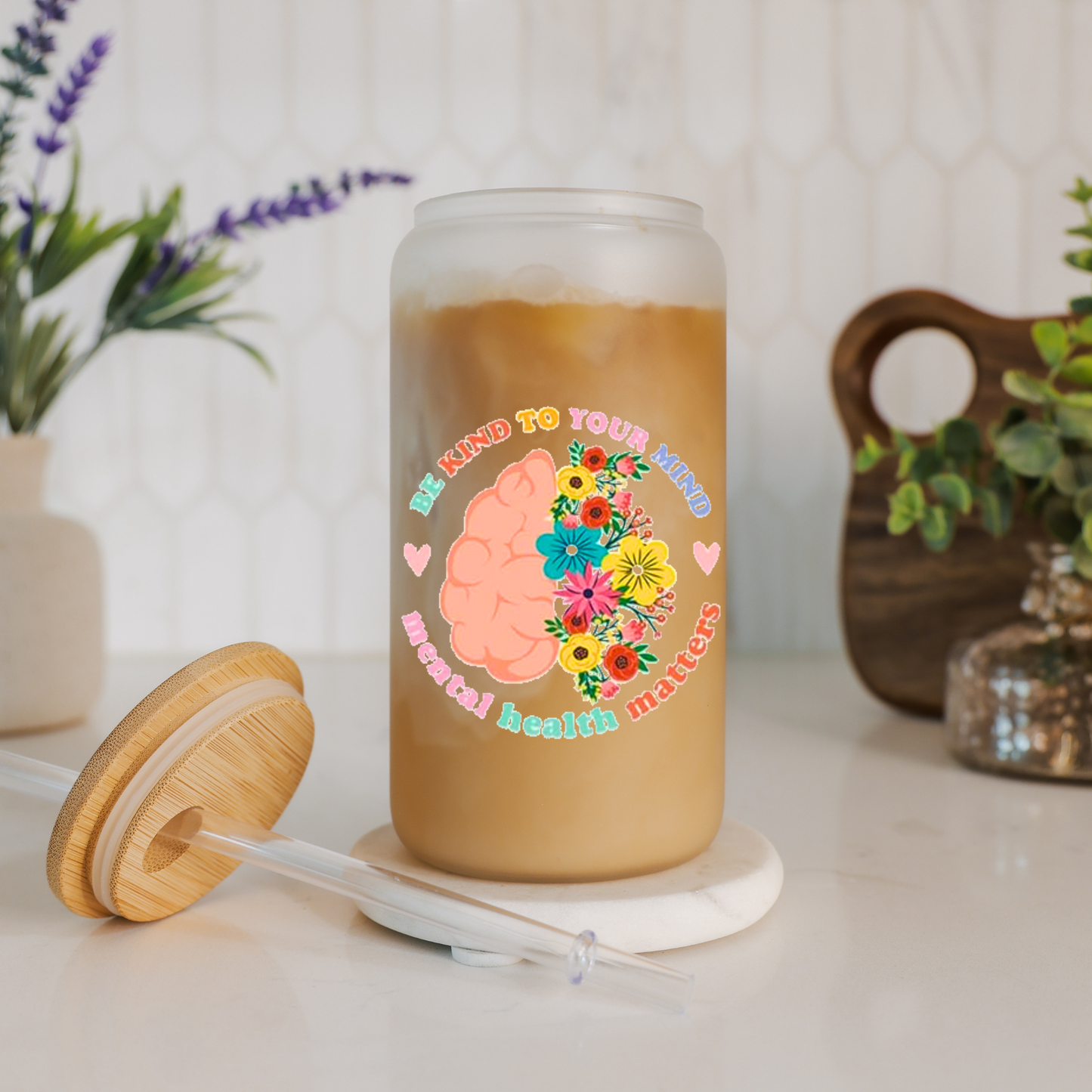 Be Kind To Your Mind | Motivational Cup | Positive Affirmations | Libbey Glass Cup
