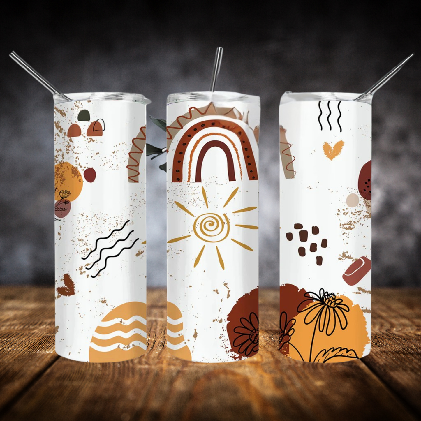 Abstract Boho Rainbow | Full Design Skinny Tumbler
