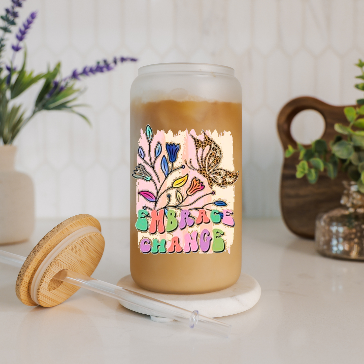 Embrace Change | Motivational Cup | Positive Affirmations | Libbey Glass Cup