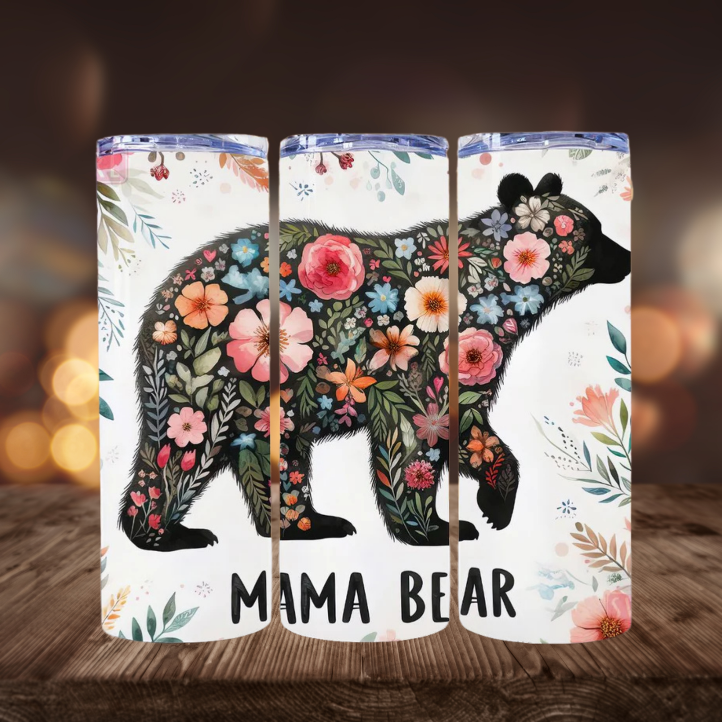 Mama Bear Boho Floral | Full Design Skinny Tumbler