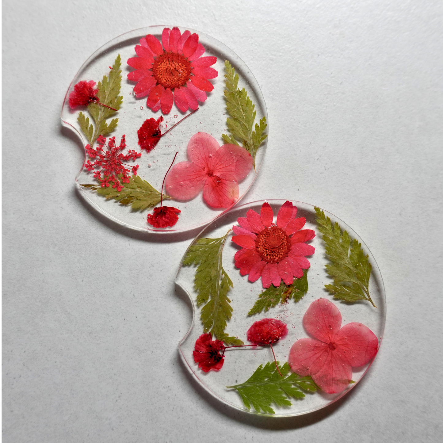 Red Floral Car Coasters
