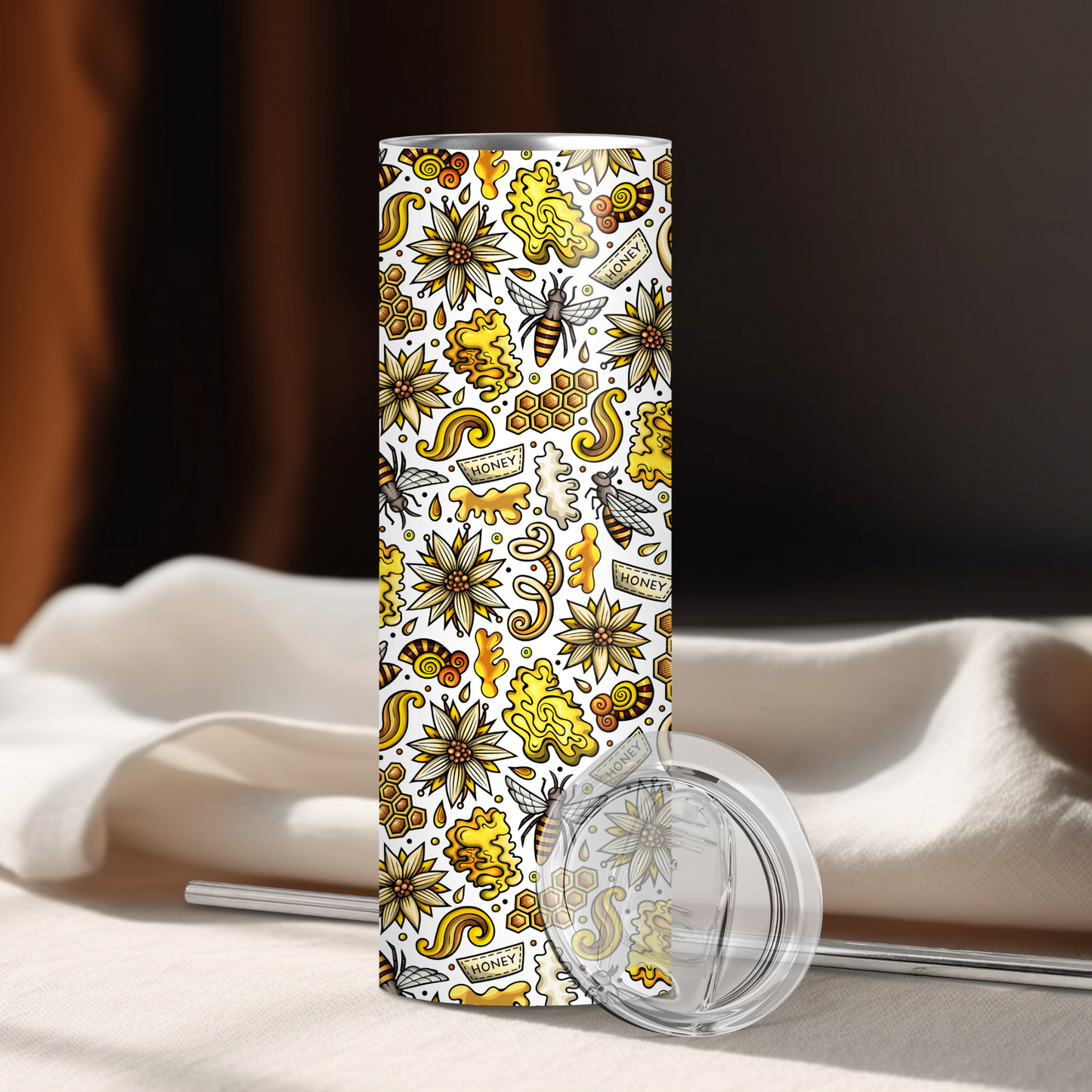Spring Honey Bees | 20oz Skinny | Full Design Skinny Tumbler | 2025 Spring Collection