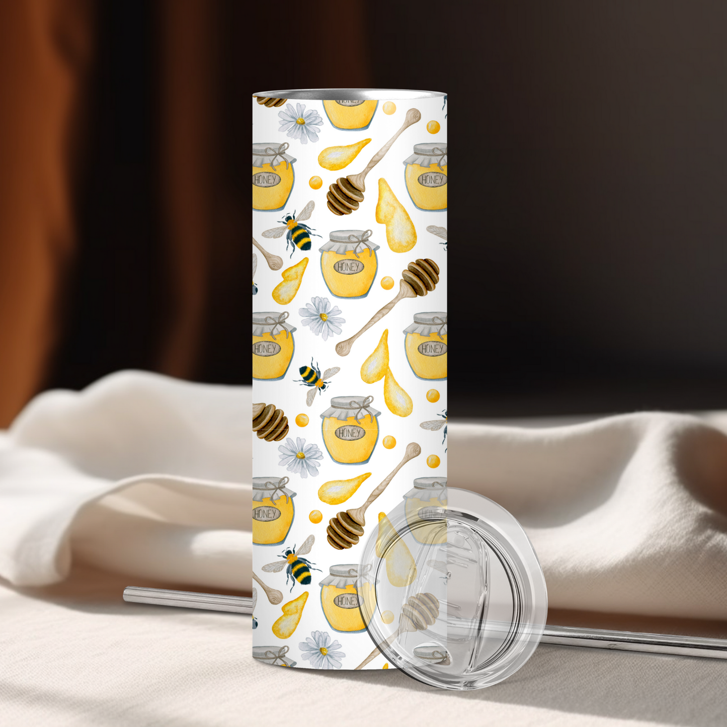 Spring Honey Bees | 20oz Skinny | Full Design Skinny Tumbler | 2025 Spring Collection