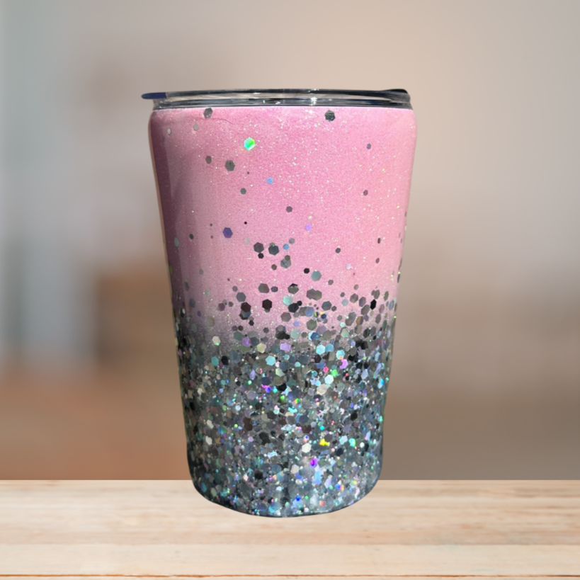 Pink & Silver Glitter Tumbler | Personalized Tumbler