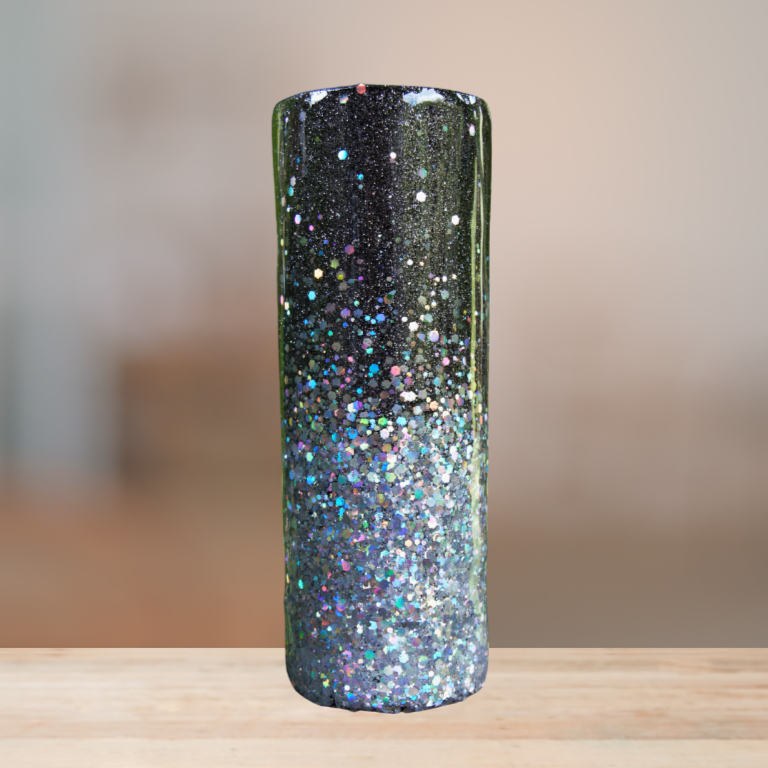 Black & Silver Glitter Tumbler | Personalized Tumbler