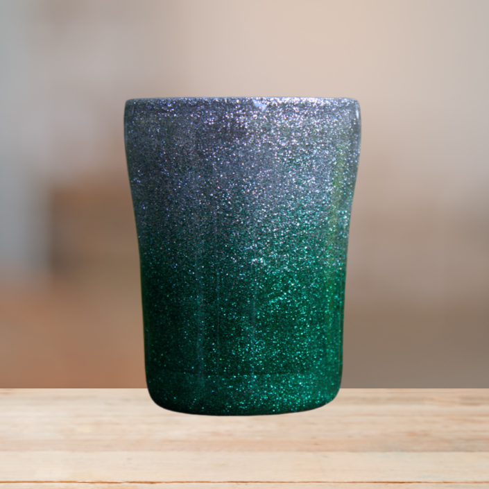 Silver & Green Glitter Tumbler | Personalized Tumbler