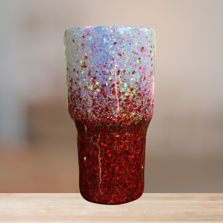 White & Red Glitter Tumbler | Personalized Tumbler