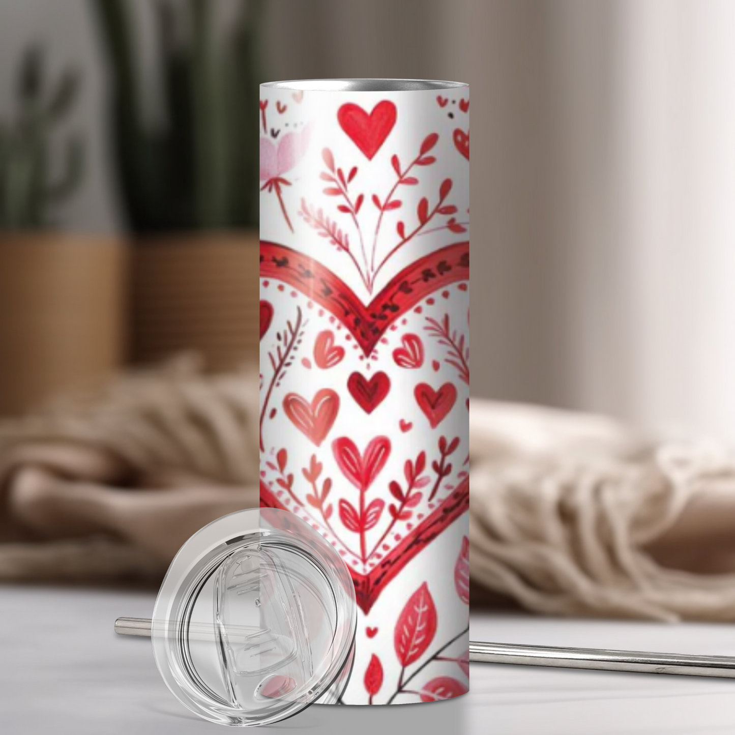 Vines of Love | 20oz Skinny Tumbler | Valentine's Day Gift | Full Design Skinny Tumbler