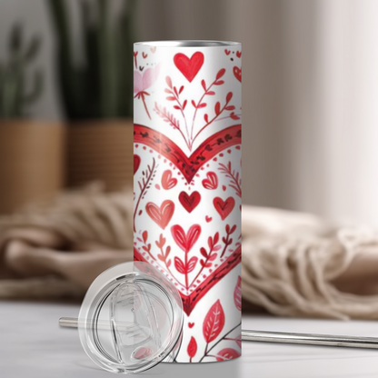 Vines of Love | 20oz Skinny Tumbler | Valentine's Day Gift | Full Design Skinny Tumbler
