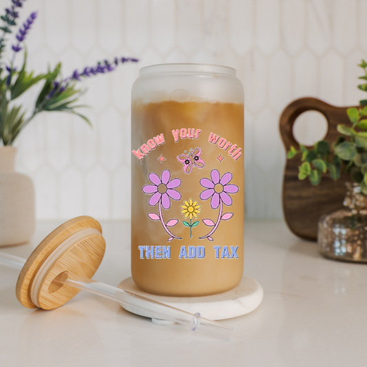 Know Your Worth | Motivational Cup | Positive Affirmations | Libbey Glass Cup