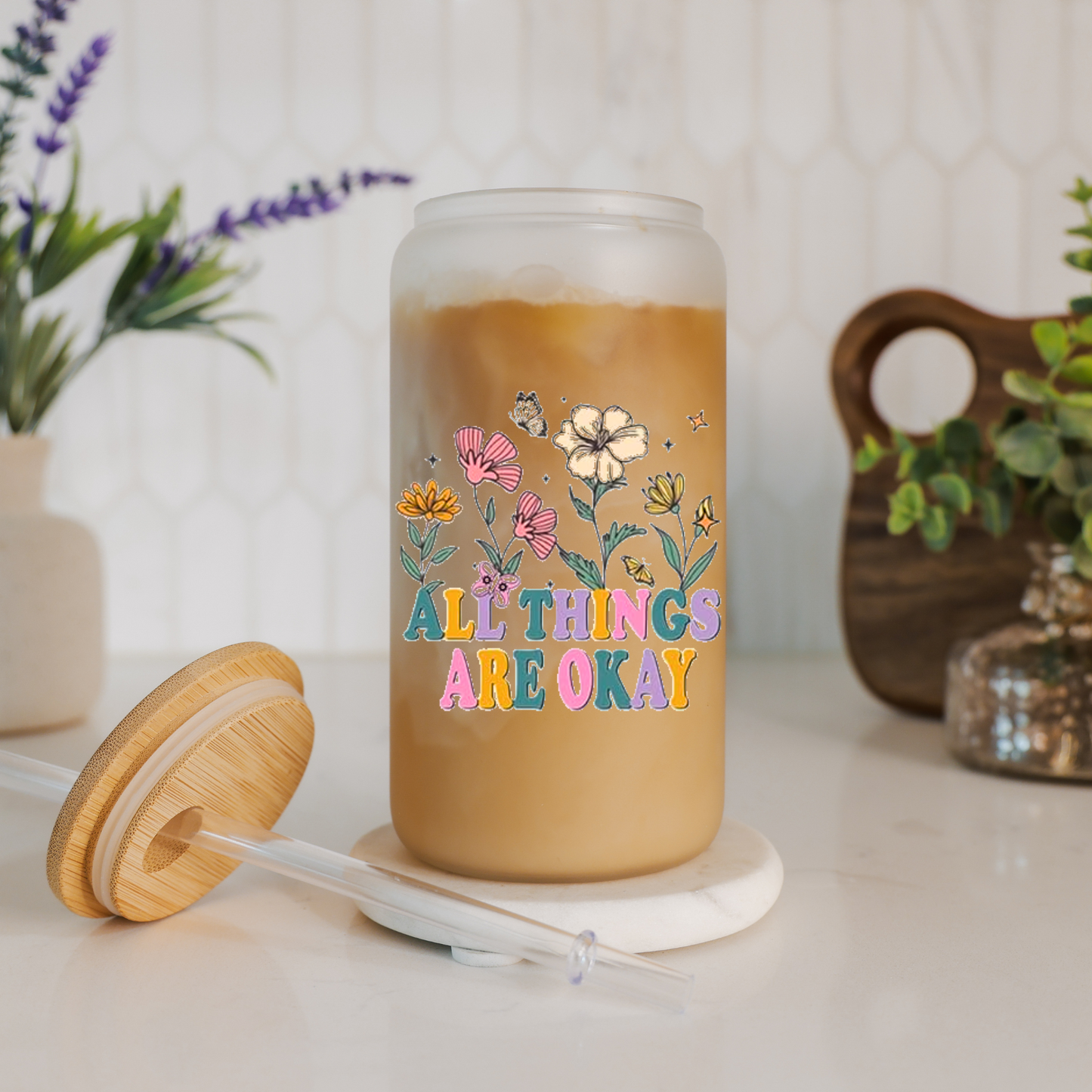 All Things Are Okay | Motivational Cup | Positive Affirmations | Libbey Glass Cup
