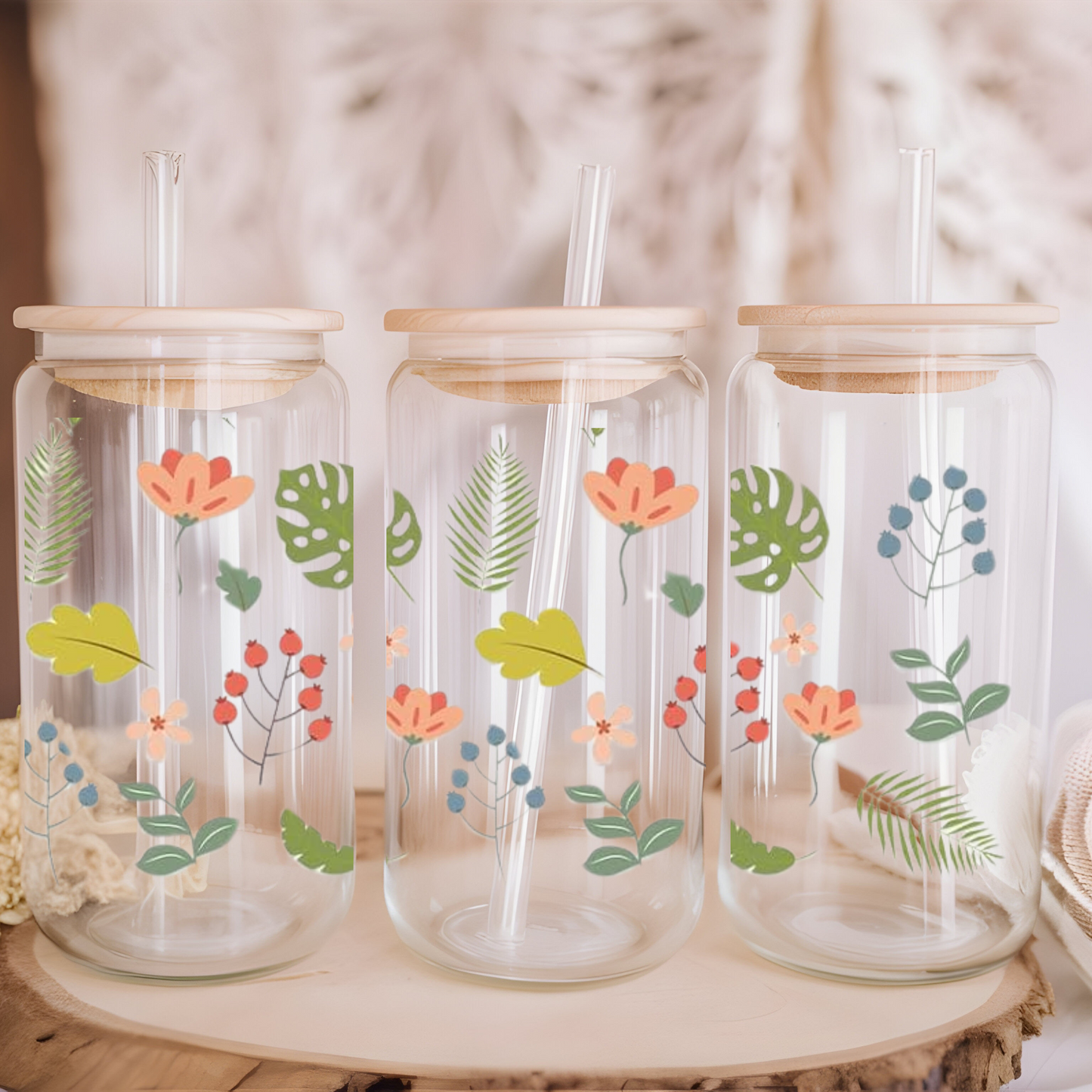 Libbey Glass Cup | Boho Floral