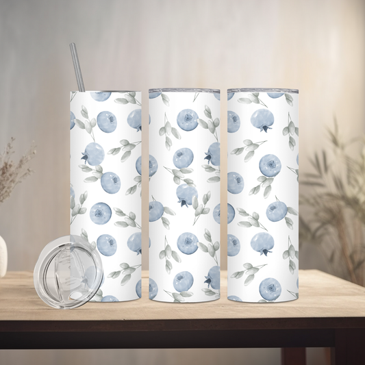 Spring Blueberries | 20oz Skinny | Full Design Skinny Tumbler | 2025 Spring Collection