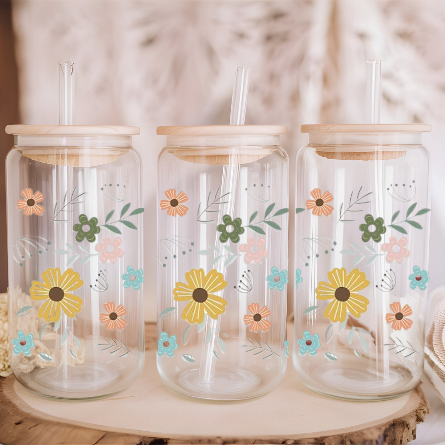 Libbey Glass Cup | Boho Floral