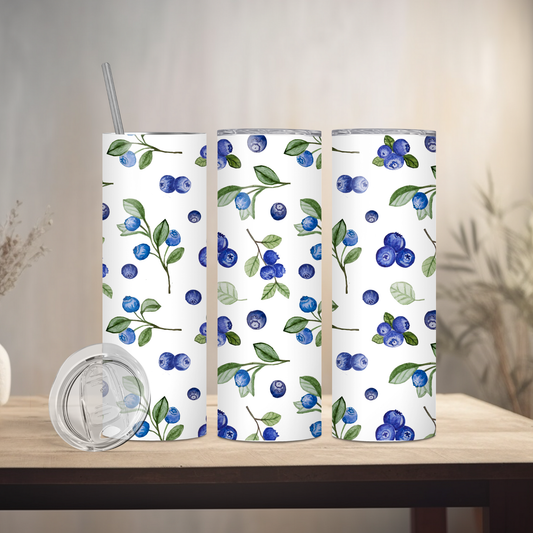 Spring Blueberries | 20oz Skinny | Full Design Skinny Tumbler | 2025 Spring Collection