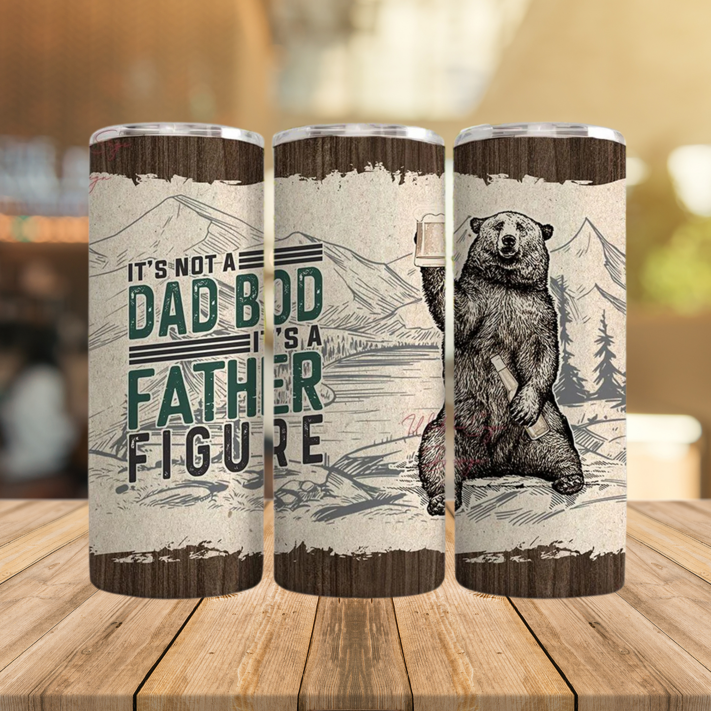 Dad Gift | Dad Bod Father Figure | Full Design Skinny Tumbler