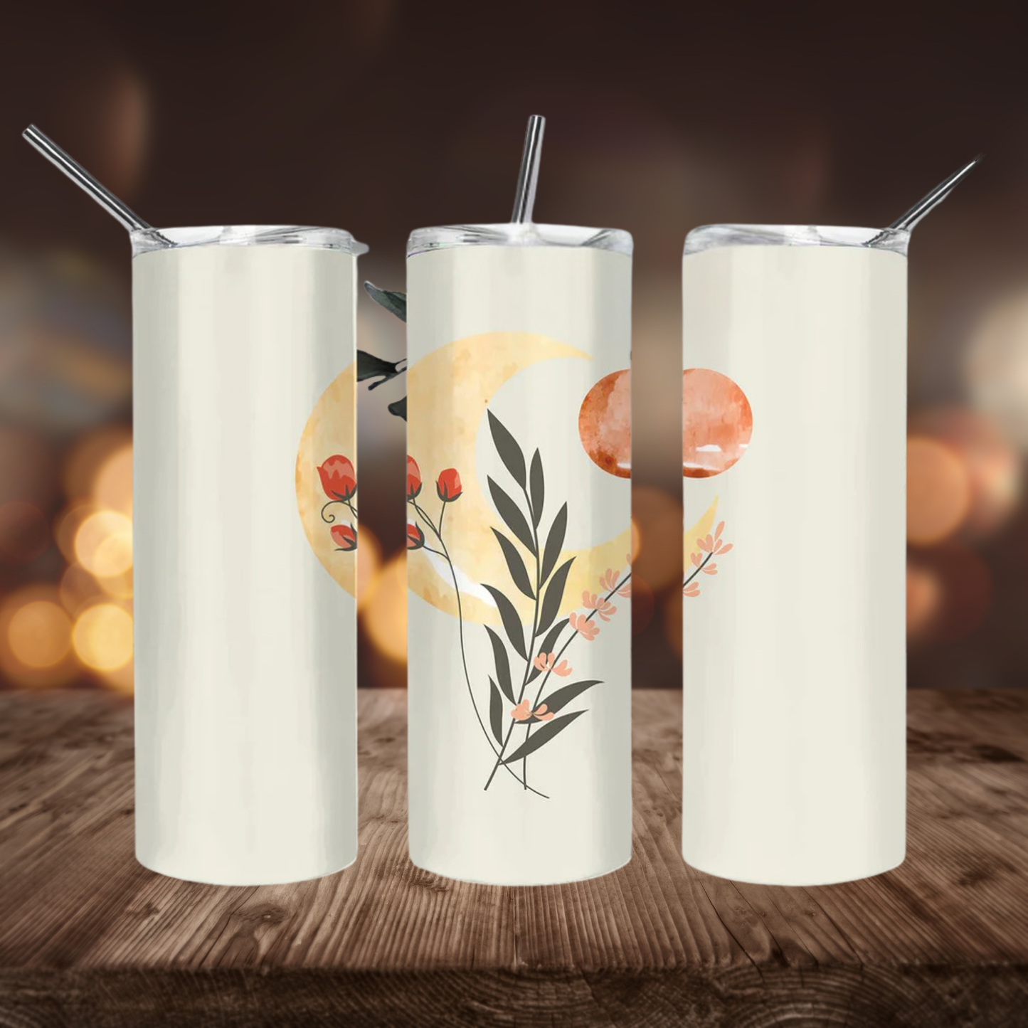 Boho Moon Abstract Art | Full Design Skinny Tumbler