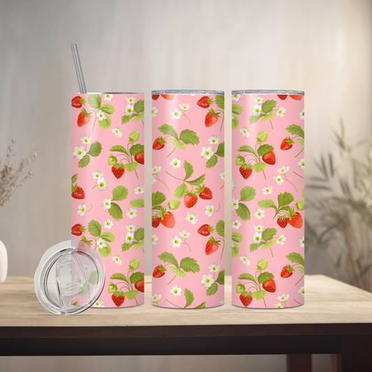 Spring Strawberries | 20oz Skinny | Full Design Skinny Tumbler | 2025 Spring Collection