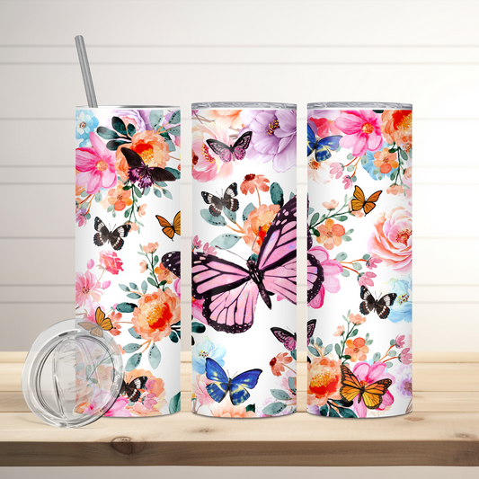 Butterfly Garden Tumbler | Full Design Skinny Tumbler