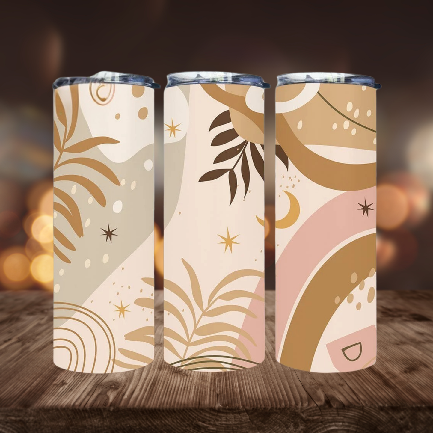 Boho Abstract Leaves | Full Design Skinny Tumbler