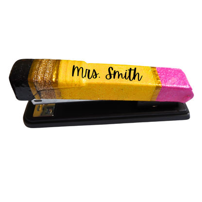 Teacher Appreciation Gift | Personalized Tumbler, Pencil Stapler & Glitter Apple Magnet