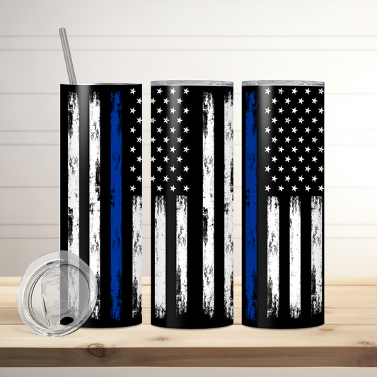Back The Blue Tumbler | Full Design Skinny Tumbler