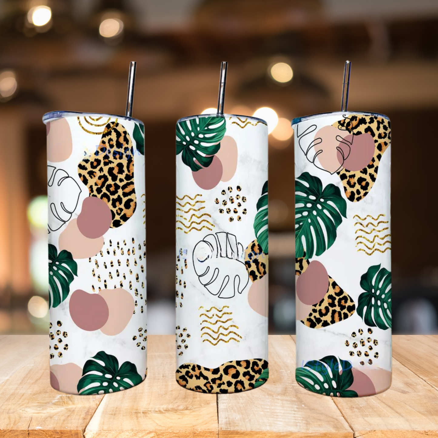 Boho Tropical Leaves | Full Design Skinny Tumbler