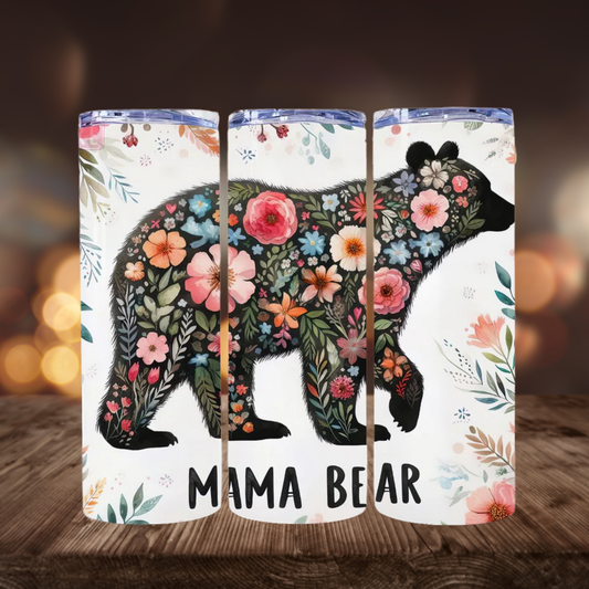 Mama Bear Boho Floral | Full Design Skinny Tumbler