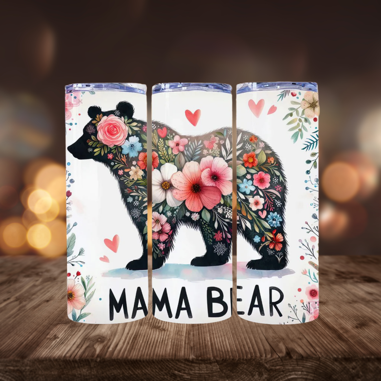 Mama Bear Boho Floral | Full Design Skinny Tumbler