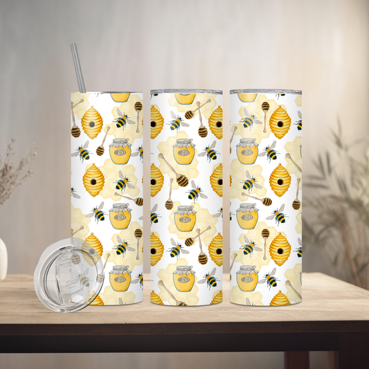 Spring Honey Bees | 20oz Skinny | Full Design Skinny Tumbler | 2025 Spring Collection