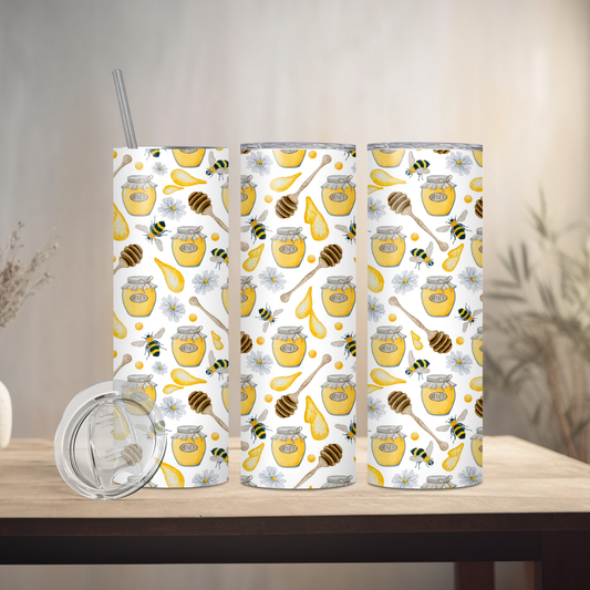 Spring Honey Bees | 20oz Skinny | Full Design Skinny Tumbler | 2025 Spring Collection