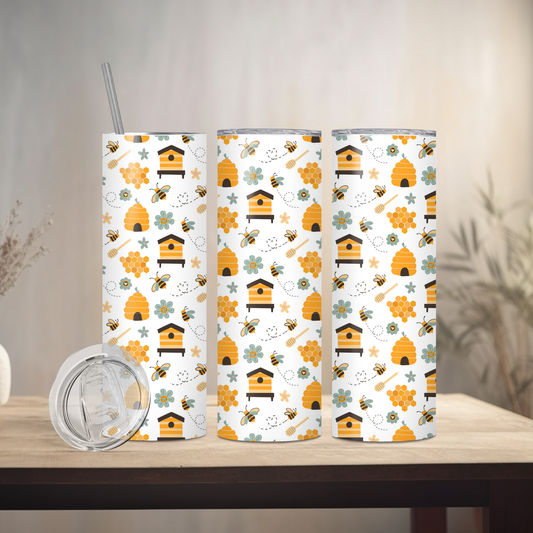 Spring Honey Bees | 20oz Skinny | Full Design Skinny Tumbler | 2025 Spring Collection