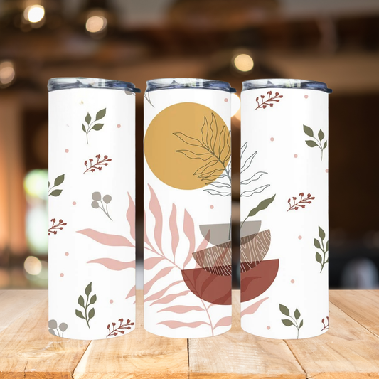 Abstract Boho Leaves | Full Design Skinny Tumbler