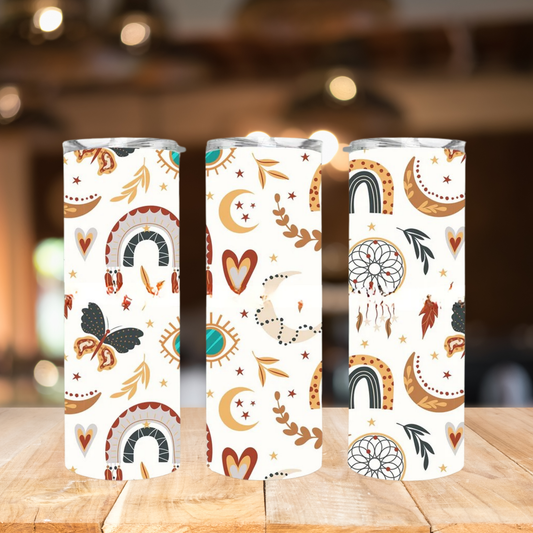 Rainbows & Butterflies Boho | Full Design Skinny Tumbler