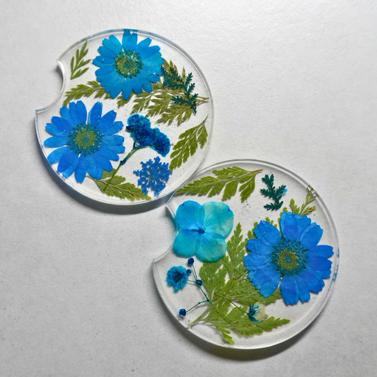 Blue Floral Car Coasters