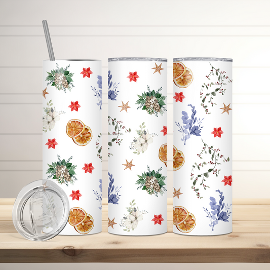 Holiday Floral Tumbler | Full Design Skinny Tumbler
