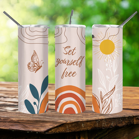 Set Yourself Free Boho | Full Design Skinny Tumbler