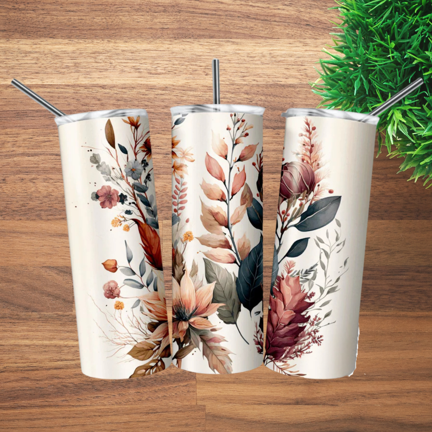 Watercolor Floral | Full Design Skinny Tumbler