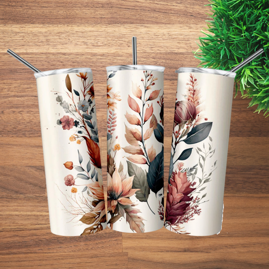 Watercolor Floral | Full Design Skinny Tumbler