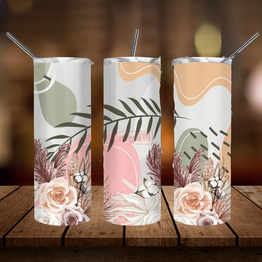 Abstract Leaves | Floral Boho | Full Design Skinny Tumbler