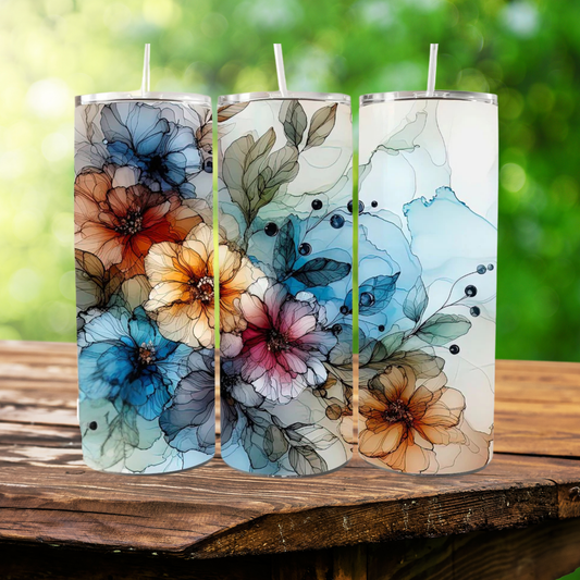 Watercolor Floral | Full Design Skinny Tumbler