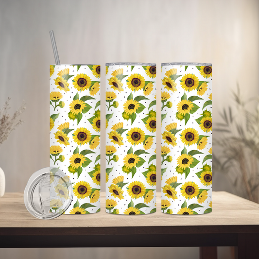 Spring Floral Sunflowers | 20oz Skinny | Full Design Skinny Tumbler | 2025 Spring Collection
