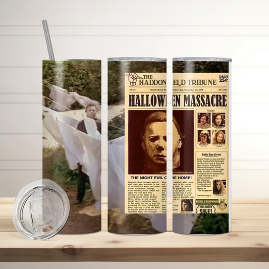 Michael Myers Halloween Tumbler | Full Design Skinny Tumbler