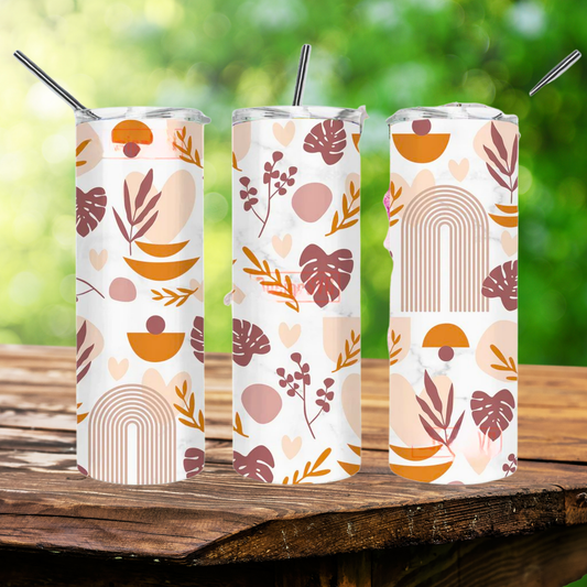 Abstract Rainbows & Leaves Boho | Full Design Skinny Tumbler