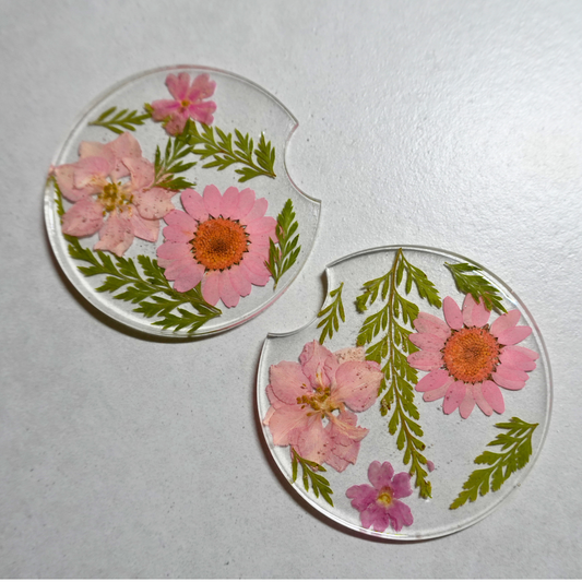 Pink Floral Car Coasters