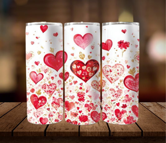 Hearts of Love | 20oz Skinny Tumbler | Valentine's Day Gift | Full Design Skinny Tumbler