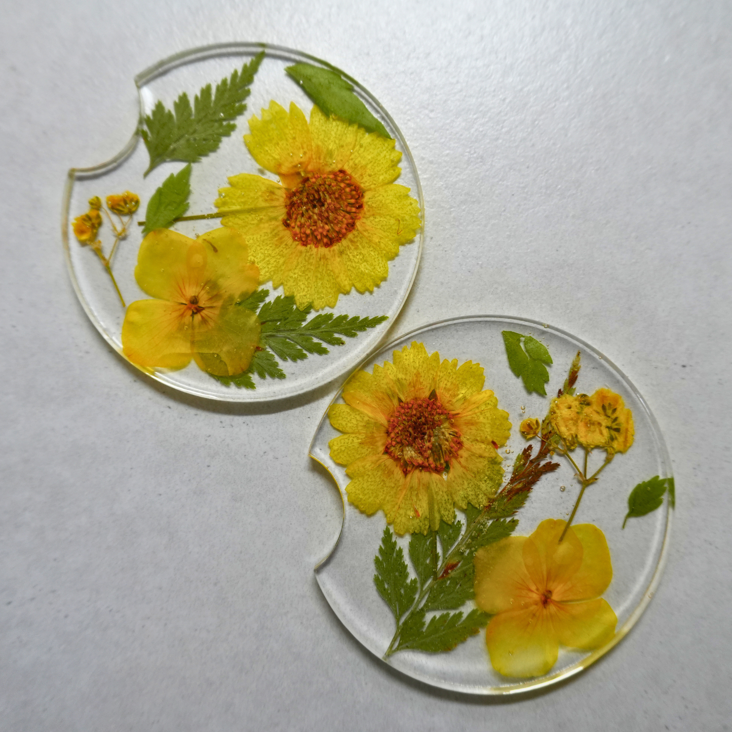 Yellow Floral Car Coasters