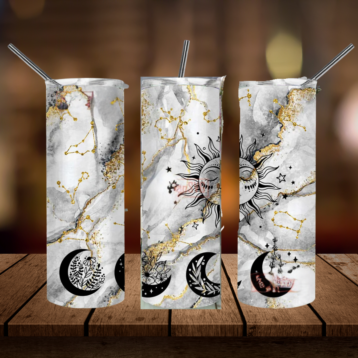 Celestial Sun & Moon | Full Design Skinny Tumbler
