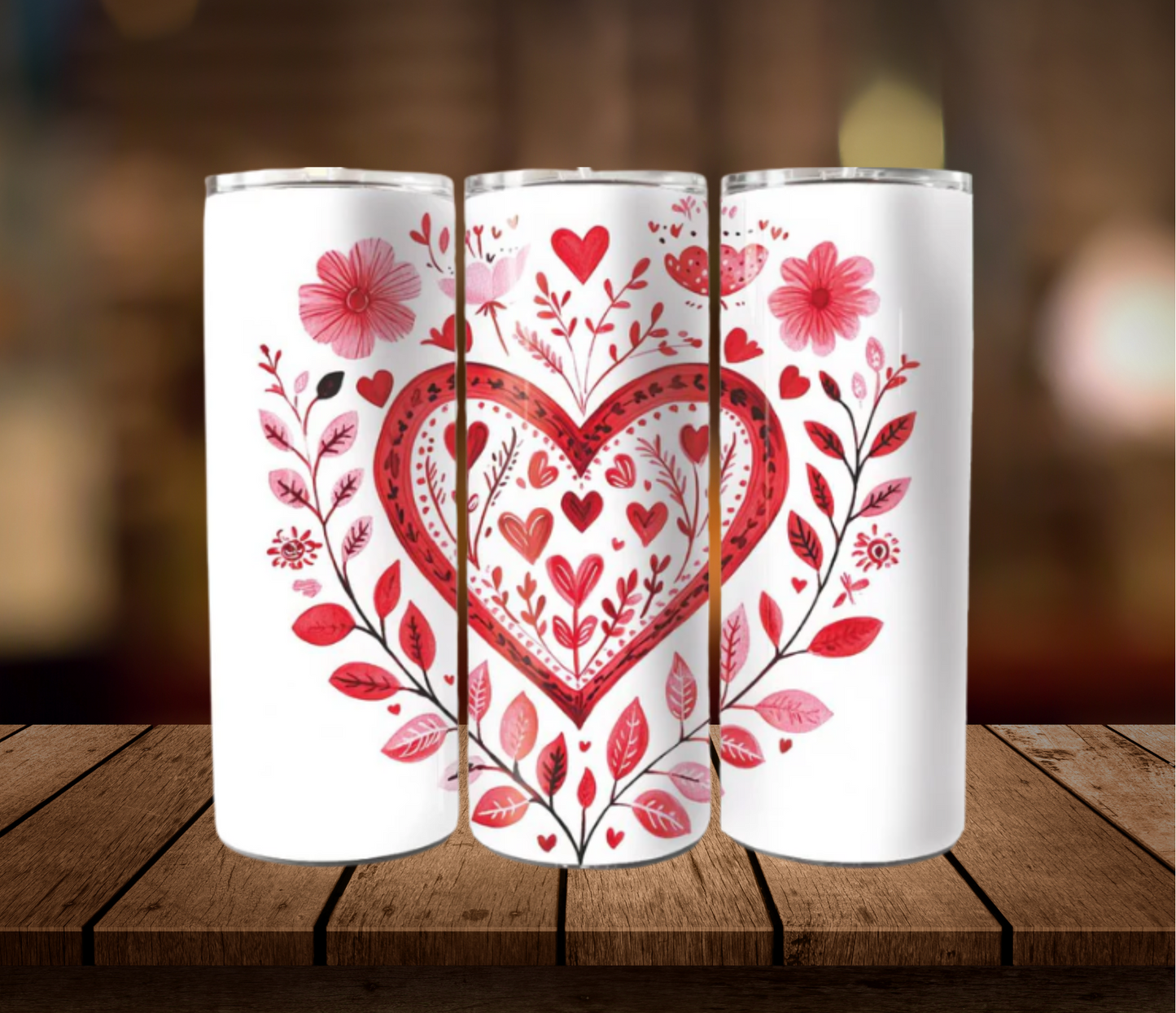 Vines of Love | 20oz Skinny Tumbler | Valentine's Day Gift | Full Design Skinny Tumbler